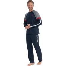 U.S. Polo Assn. 18831 Erkek Lacivert Uzun Kollu Yuvarlak Yaka Penye Süprem Pijama Takım