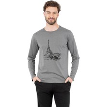 Pierre Cardin 6064 Erkek Gri Uzun Kollu Yuvarlak Yakalı Pijama Takım
