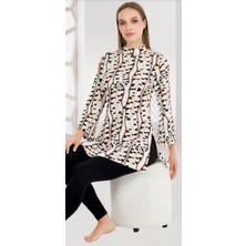 Beyaz Üzeri Siyah Desenli M-L-XL Penye Pijama Takımı