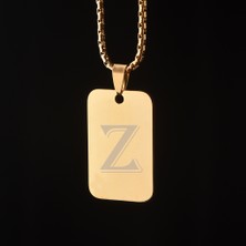 İdol Avm Harfli Sarı Künye Erkek Kolye Çelik Takı Aksesuar