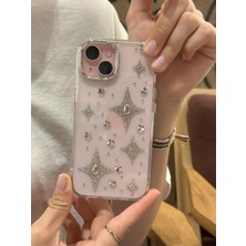 Paladyum Case iPhone 15 Uyumlu Gümüş Taşlı Kuzey Yıldızı Şeffaf Kılıf