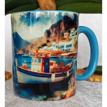 Mugs And Love Puslu Liman Vintage Baskı Büyük Boy Kupa