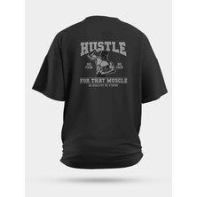 Nirvoda Oversize Hustle Fitness Baskılı Unisex Tişört