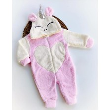 Bilge Trend Welsoft Peluş Kapüşonlu Pembe Unicorn Nakışlı Uyku Tulumu Unicorn Kostüm