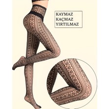 Teddy Wear Desenli Fileli Ithal Siyah Külotlu Çorap