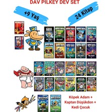 Dav Pilkey 24 Kitaplık Dev Set: Köpek Adam 10 Kitap + Kaptan Düşükdon 12 Kitap + Kedi Çocuk 2 Kitap