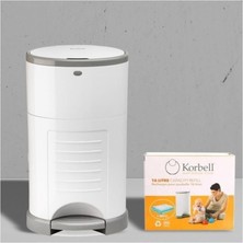 TeknoTrust Bebek bezi çöp kovası ve poşet seti, 15L, 60x49 cm, turuncu renk