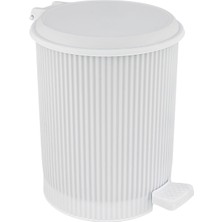 TeknoTrust Nostalji tarzı 6 L plastik pedal çöp kutusu, beyaz renk, 27x32 cm ölçü