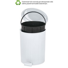 TeknoTrust Nostalji tarzı 6 L plastik pedal çöp kutusu, beyaz renk, 27x32 cm ölçü