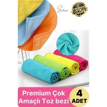 4'lü Çok Amaçlı Kaliteli Mikrofiber Süper Emici Silme Kurulama Toz Bezi Cam Mutfak Temizlik Renkli