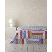 English Home Log Cabin Patchwork Tek Kişilik Çok Amaçlı Örtü Pembe