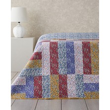 English Home Log Cabin Patchwork Tek Kişilik Çok Amaçlı Örtü Pembe