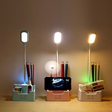 ZHKJ Shop Öğrenci USB Şarj Yatak Odası Dokunmatik LED Masa Lambası Mavi (Yurt Dışından)
