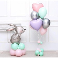 Tavşan Folyo Balonlu Kalp Folyo Balonlu Demeti Doğum Günü Set Süsü