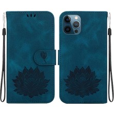 Manyi Mall IPhone 12 Için Flip Case Kabartma Lotus Çiçek Kickstand Manyetik Cüzdan (Yurt Dışından)