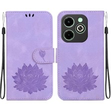 Manyi Mall Infinix Akıllı 8 Kickstand Manyetik Cüzdan Kabartma Lotus Için Flip Case (Yurt Dışından)