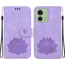 Manyi Mall Motorola Kenar 40 Cüzdan Kickstand Kabartma Lotus Çiçek Için Flip Case (Yurt Dışından)