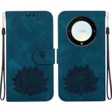 Manyi Mall Onur X9A Cüzdan Kabartma Lotus Çiçek Kickstand Manyetik Için Flip Case (Yurt Dışından)