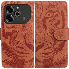 BDT Boutique Tecno Pova 6 Pro 5g Deri Cüzdan Kabartmalı Sevimli Kaplan Için Flip Case (Yurt Dışından)