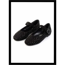 Bambi Siyah Süet   Kadın Babet K01327259702
