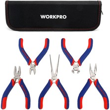 Workpro WP201015 Cr-V 5 Parça Elektronikçi Profesyonel Mini Pense Seti + Bez Taşıma Çantası