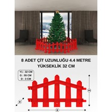 Plastik Yılbaşı Ağacı Çiti (Y: 32 CM G: 55 CM) 8 Adet Sert Zemin Ayaklı - Kırmızı