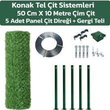 KONAK TEL ÇİT SİSTEMLERİ 1 ADET 10 METRE ÇİM ÇİT VE 5 ADET PANEL ÇİT DİREĞİ YEŞİL AKSESUARLAR DAHİL