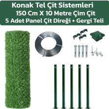 Konak Tel Çit Sistemleri 1 Adet 10 Metre Çim Çit ve 5 Adet Panel Çit Direği Yeşil Aksesuarlar Dahil