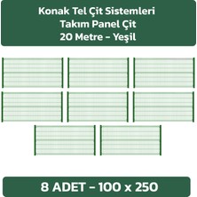 KONAK TEL ÇİT SİSTEMLERİ PANEL ÇİT TAKIM AVANTAJ PAKET YEŞİL(8 ADET PANEL ÇİT TELİ 100X250 CM + 8 ADET PANEL ÇİT DİREĞİ 100 CM)