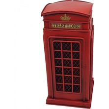 Londra Telefon Kulübesi Görünümlü Dekoratif Metal Kumbara