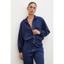 Never More  Fermuarlı Sweatshirt Lacivert