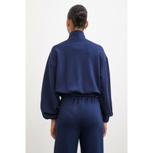 Never More  Fermuarlı Sweatshirt Lacivert