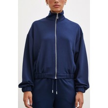 Never More  Fermuarlı Sweatshirt Lacivert