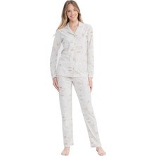U.S. Polo Assn. 17121 Kadın Boydan Düğmeli Pijama Takımı