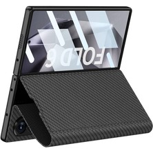 BTHM Store Galaxy Z Fold 6 Kılıf Karbon Fiber Tasarımlı Magnetik Tokalı Kartlıklı Zore Kıpta Zegna Kapak-Siyah