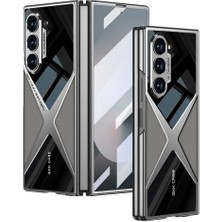 BTHM Store Galaxy Z Fold 6 Kılıf Ultra Ince Kamera Korumalı Pc + Deri Arka Yüzey Zore X-Pro Kapak-Titanyum-Gri