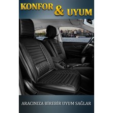 Kepmorpho Audi Q7  Lüx Deri Oto Koltuk Kılıfı Ön Arka Takım Elit Serisi Tam Siyah