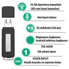 Kingboss USB Flash Bellek 16 GB Gri Ses Kayıt Cihazı