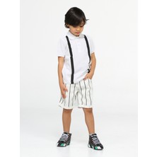 Beyaz Çizgi Desenli Polo T-Shirt