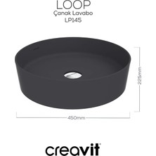 Creavit LP145 Loop 45 cm Set Üstü Çanak Lavabo Antrasit Mat