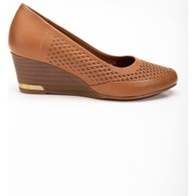 Analin Shoes Kadın  Petek Baskılı Dolgu Topuklu Ayakkabı Taba