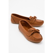 Ccway Kadın Fiyonklu Babet Taba Noktalı