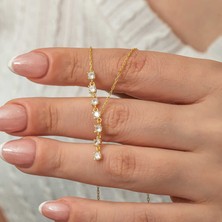 Kaite Gümüş Zirkon Sıra Taşlı Gold Kadın Kolye