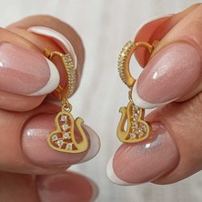 Kaite Gümüş Sallantılı Gold Kuğu Kadın Küpe