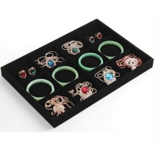 Özer Kutu 12 Bölmeli Kolye Ucu Küpe Yüzük Servis Tablası Siyah Süet