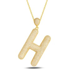 18K Serie Oro H Harfi Kadın Gümüş Kolye