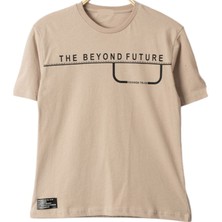 İrem Çocuk Giyim Erkek Çocuk The Beyond Yazı Desenli Likralı Bej Renk Tişört