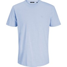 Jack&jones Blatropic Solid Erkek Mavi Yuvarlak Yaka Tişört