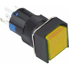 Robo Dünya 16MM Sarı Kalıcı Buton Ledli 5p (Kare) On-Off 10V-30V