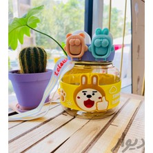 CoverZone Tavşan Su Matarası Boyun Askılı Suluk Renkli Çizgi Film ve Desenli Karakterler Çocuklara Özel Taşıması Kolay Okulda Piknikde Kullanıma Uygun 1 Litre Crk3